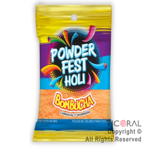 POLVO HOLI COLOR BOMBUCHA PARA LANZAR NARANJA 10 X 50 GR.